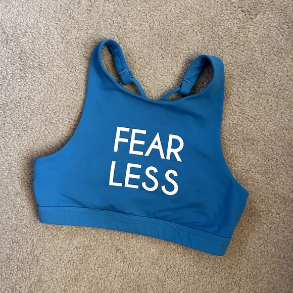 Aerie Women´s Athletic Chill Play Move Blue Fear Less Sport Bra Size S - Picture 5 of 8